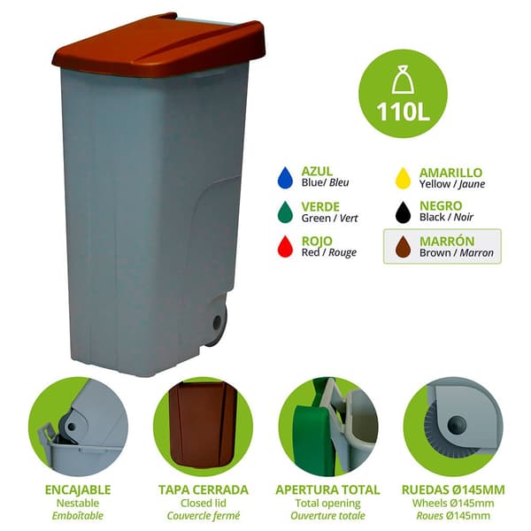 Denox Container Med Hjul 23450.839 110l Søvfarvet