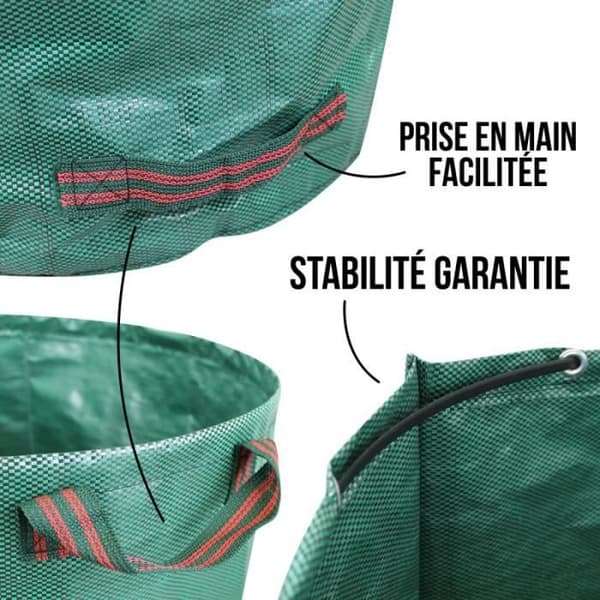 Set med 3 självbärande PP 150g-m² 300L avfallspåsar - Linxor