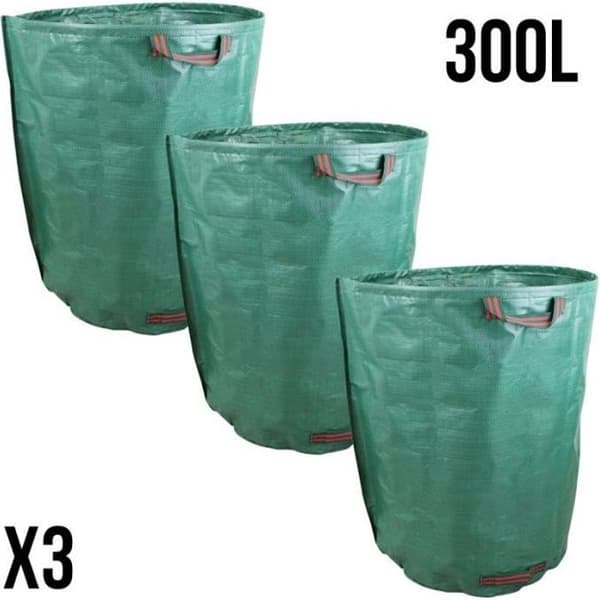 Set med 3 självbärande PP 150g-m² 300L avfallspåsar - Linxor