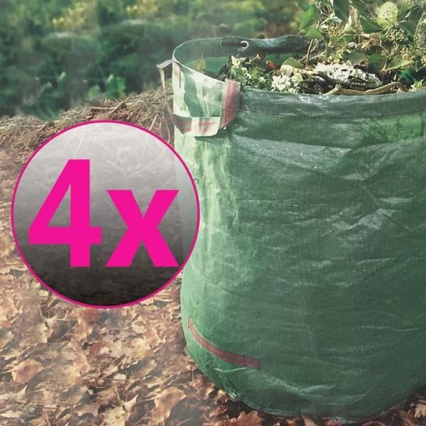 SunDeluxe Garden Waste Bag x4 - Heavy Duty PE 272L - Återanvändbar, hopfällbar, vattentät och transportabel