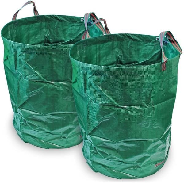 CampTeck 2x 300L Heavy Duty trädgårdssoppåse Återanvändbar trädgårdspåse