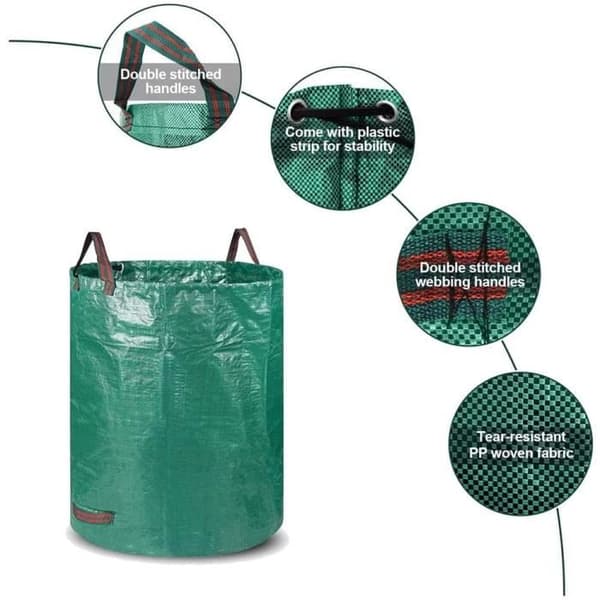 3-pack 72 gallon trädgårdsavfallspåsar, återanvändbara trädgårdspåsar, trädgårdspåsar, avfallsbehållare A386