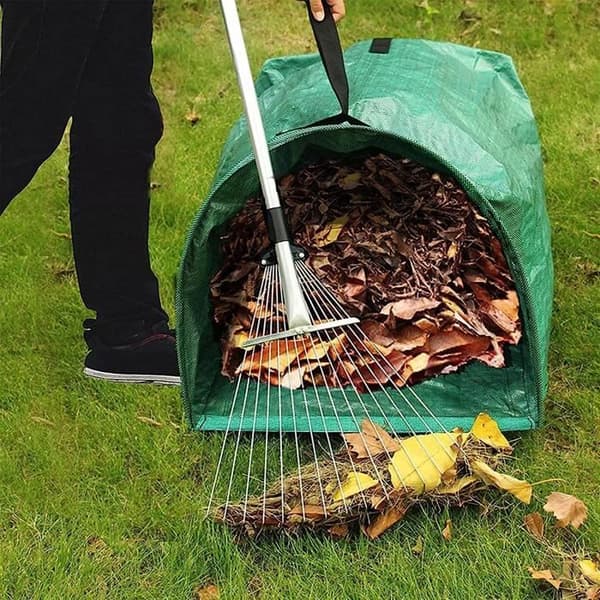 Trädgårdsavfallspåsar (H43,18cm, D76,2cm), Grön avfallspåse Stor trädgårdspåse med sopskanna för trädgård med [567]