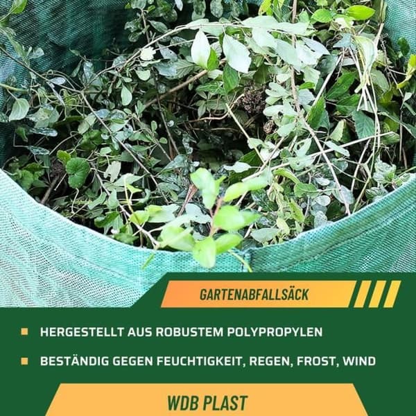 Trädgårdspåse i plast med handtag - 272 L hopfällbar trädgårdsavfallspåse av polypropentyg - Återanvändbar, stabil, vattentät[109]
