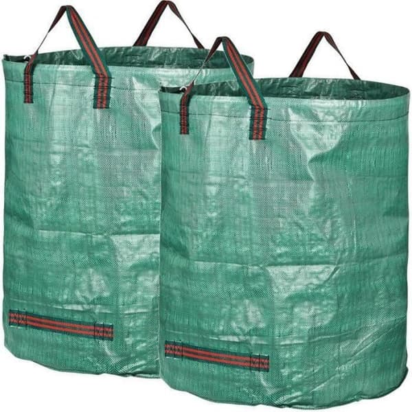 3-pack 272L Extra Heavy Duty Trädgårdsväska med handtag Green Leaf Collection Bag med PP-tyg H76cm D67cm