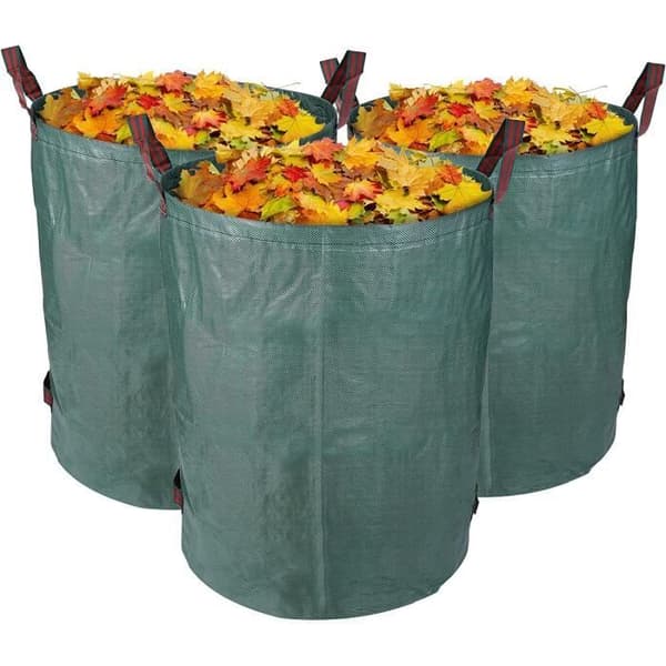 AJW-3-pack 300L trädgårdspåsar, hopfällbara och återanvändbara, stabila, UV-beständiga, grässäcksblad, trädgårdsavfall[1072]
