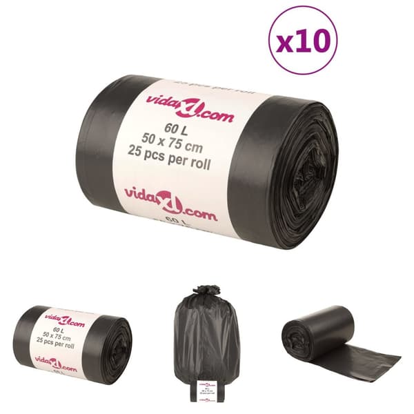 The Living Store Roskapussit 250 kpl musta 60 l -  Roskapussit