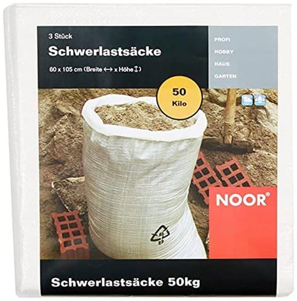 Noor byggplatsavfallspåse - 001601053PRN - Set med 3 kraftiga påsar 50 kg (60 x 105 cm)