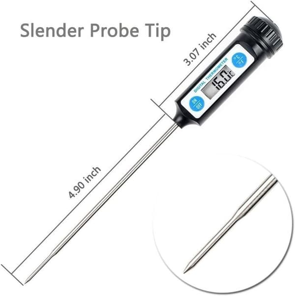Matlagningstermometer - Anpro - Digital - Lång sonda i rostfritt stål - LCD-skärm - Svart