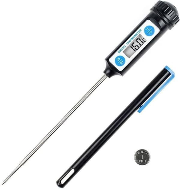 Matlagningstermometer - Anpro - Digital - Lång sonda i rostfritt stål - LCD-skärm - Svart