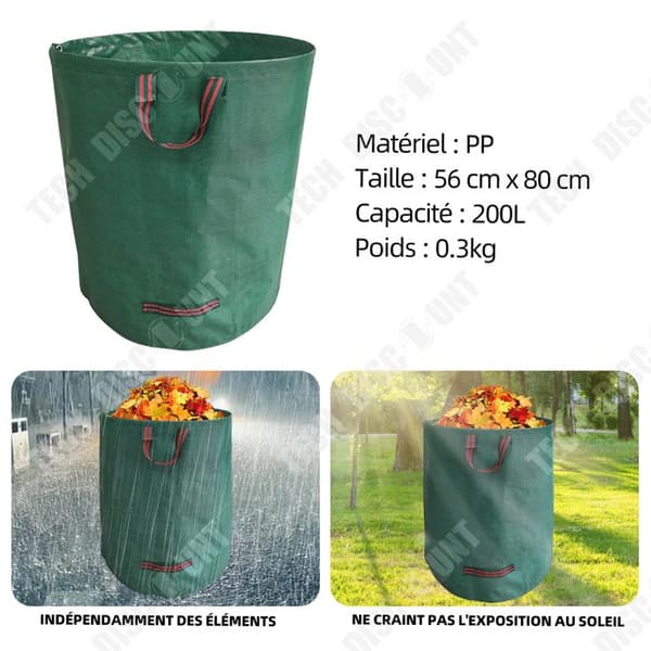 TD Trädgårdspåse 56cm x 80cm hopfällbar och återanvändbar trädgårdsavfallspåse vävd trädgårdspåse för återvinning av trädgårdsavfall