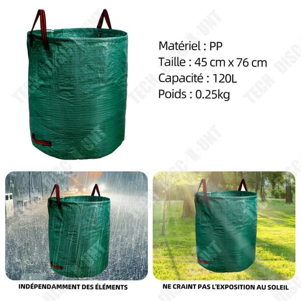 TD Trädgårdspåse 45cm x 76cm hopfällbar och återanvändbar trädgårdsavfallspåse vävd trädgårdspåse för återvinning av trädgårdsavfall
