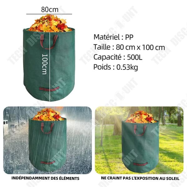 TD Trädgårdspåse 80cm x 100cm hopfällbar och återanvändbar trädgårdsavfallspåse vävd trädgårdspåse för återvinning av trädgårdsavfall