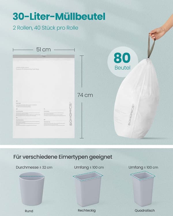 Skräppåsar 30 L med dragkammare och totalt 80 stycken gräddevit