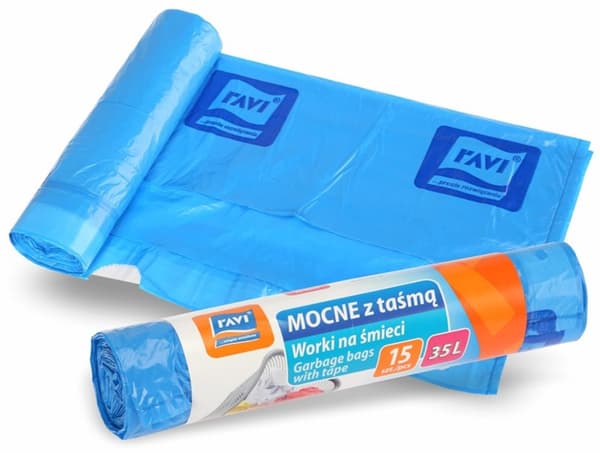 Affaldsposer med tape 35L 15 stk. Ravi