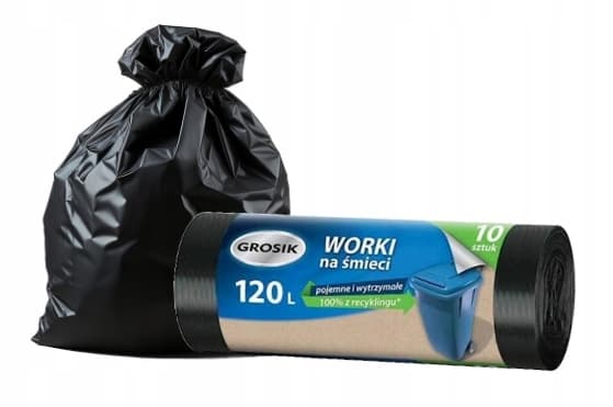 Grosik affaldssække sorte store 120l 10 stk