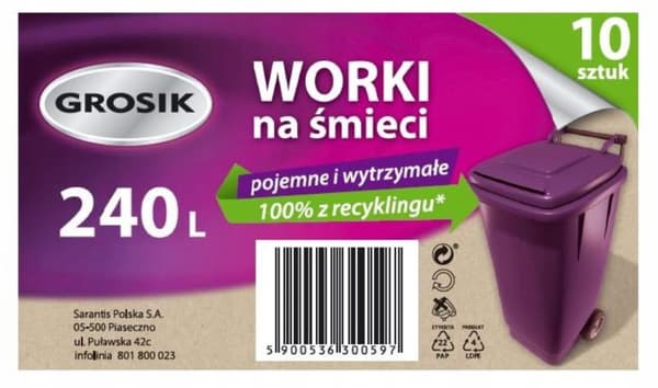 Jan Niezbędny jätesäkit 240l 10 kpl supervahva musta