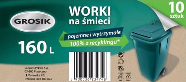 Roskapussit 160l 10 kpl erittäin vahva universaali musta