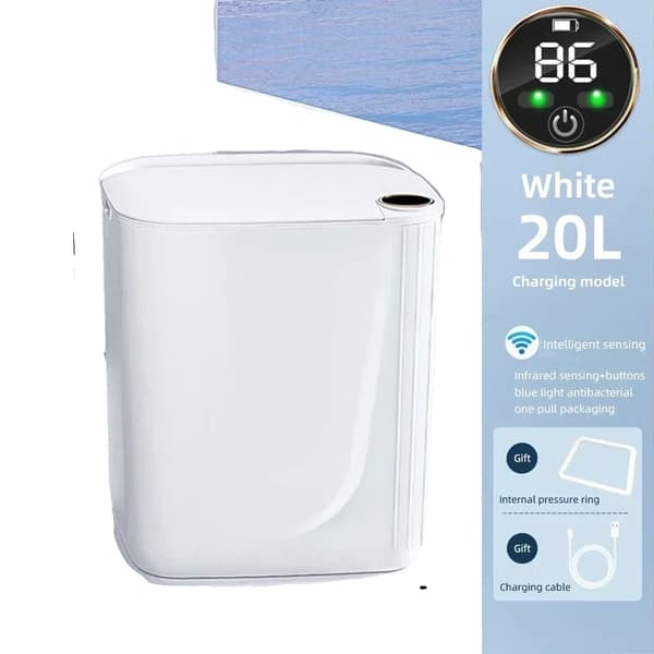 Smart Sensor Affaldsbeholder, Type-C Opladning, IPX5 Vandtæt,Hvid, 18L