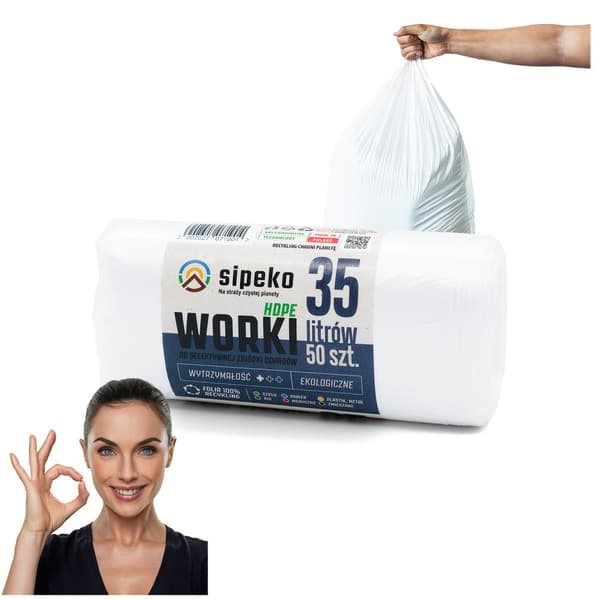 Avfallspåsar 35l vita HDPE à 50 st.