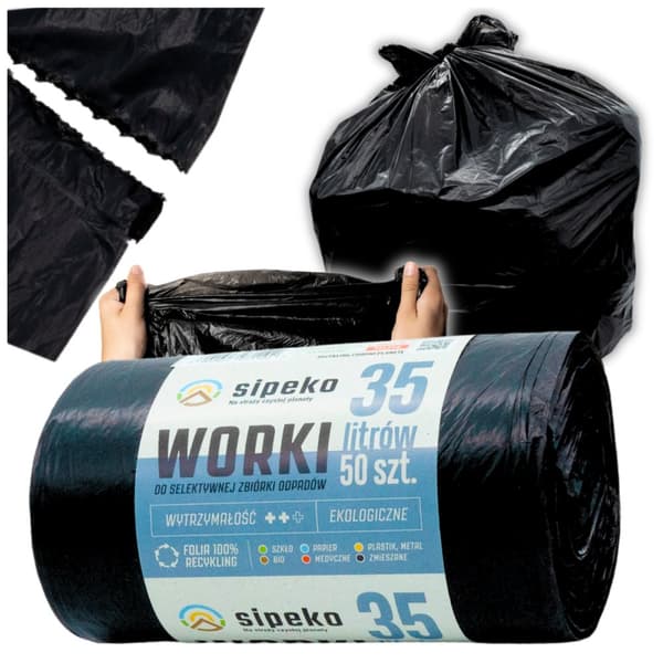 Jätepussit 35l musta LDPE, 50 kpl.