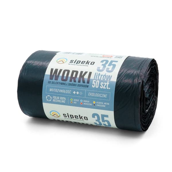 Jätepussit 35l musta LDPE, 50 kpl.