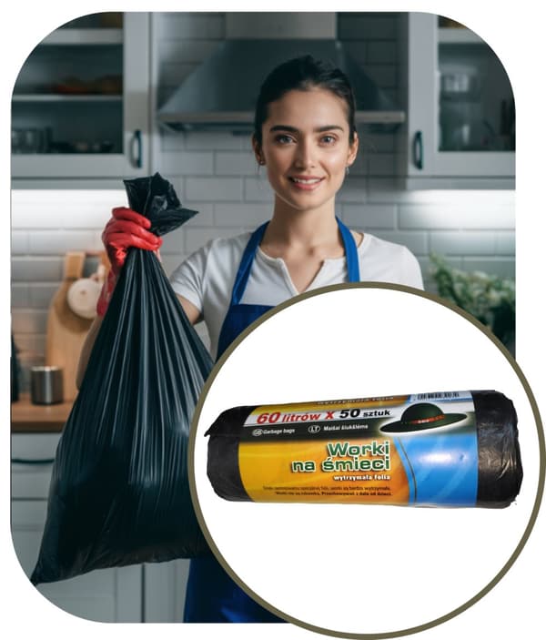 Affaldsposer 60l sorte HDPE a'50 stk