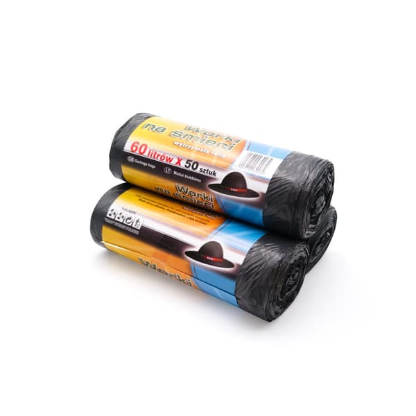 Affaldsposer 60l sorte HDPE a'50 stk