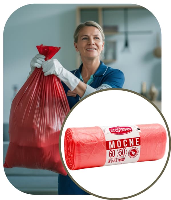 Jätepussit 60l punainen HDPE a'50 kpl