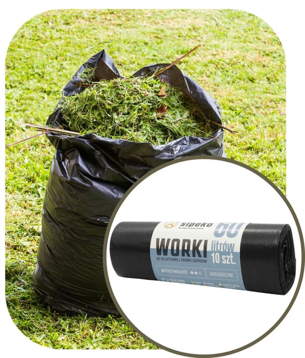 Jätepussit 60l musta LDPE, 10 kpl