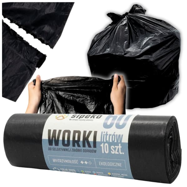 Jätepussit 60l musta LDPE, 10 kpl