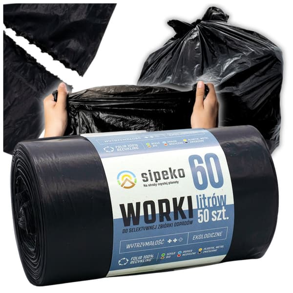Jätepussit 60l musta LDPE a'50 kpl