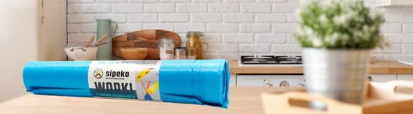 Affaldsposer 120l blå LDPE a'10 med tape