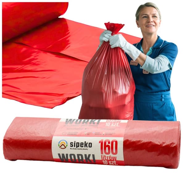 Affaldsposer 160l røde LDPE a'10 stk