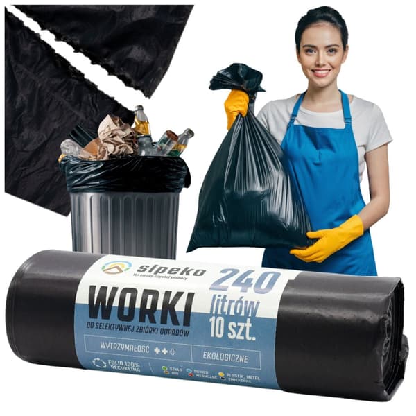 Avfallspåsar 240l svarta LDPE 10 st