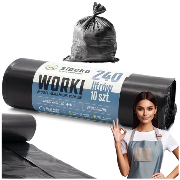 Avfallspåsar 240l svarta LDPE 10 st