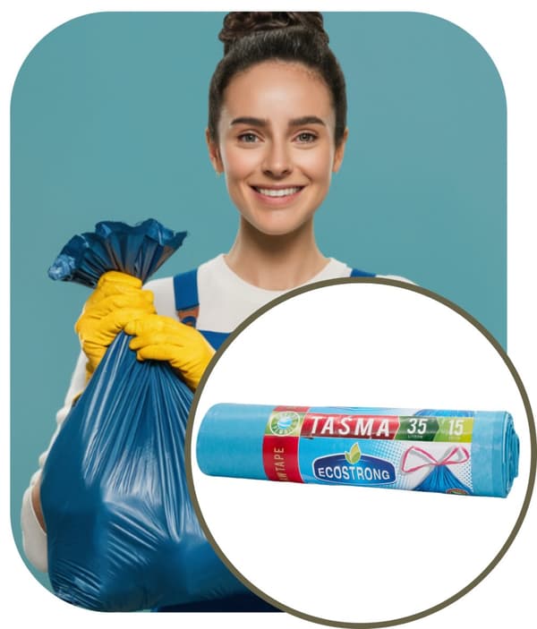 Affaldsposer 35l blå LDPE a'15 stk med tape