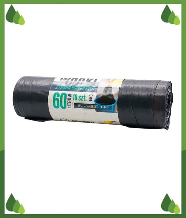 Jätepussit 60l musta LDPE, 10 kpl, teipillä