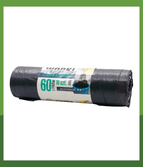 Jätepussit 60l musta LDPE, 10 kpl, teipillä