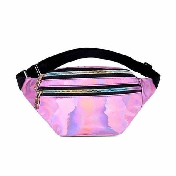Glossy Metallic Waist Bag Mave Bag Cross Body Bum Bag - Pink