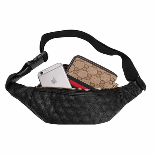 Svart Quiltad Midjeväska Magväska Bum Bag Cross Body