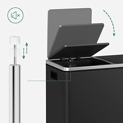 SONGMICS Dobbeltspand, 2 x 30L affalds- og genbrugskøkkenspand, sort