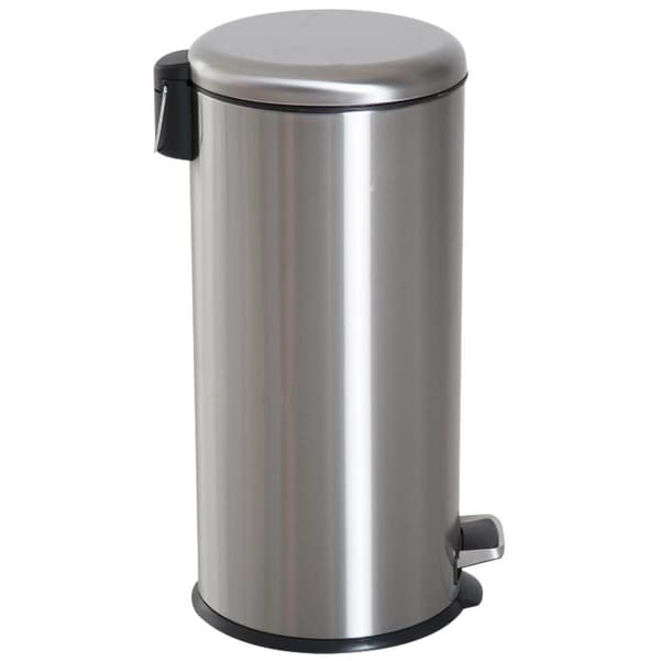Rootz pedalspand - 30 liter - skraldespand - skraldespand - indvendig spand - hængslet låg - rustfrit stål - sølv - 29,2 x 29,2 x 62,9 cm