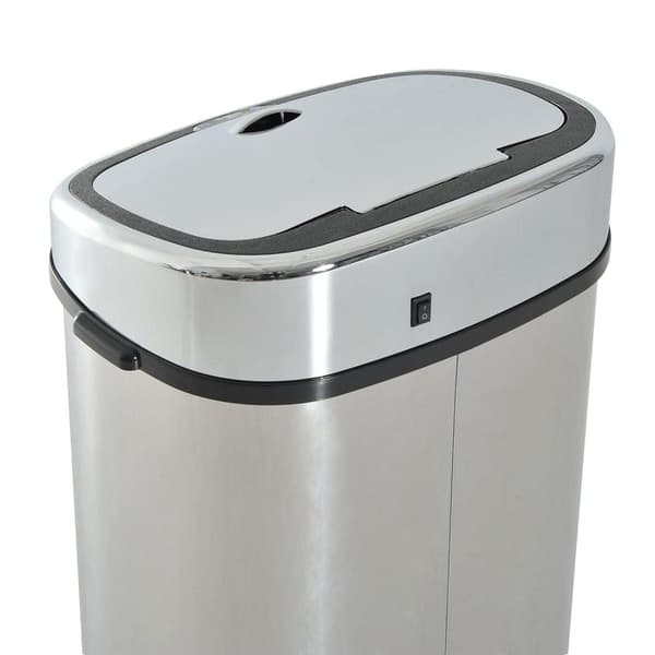 Rootz papperskorg - 68L - soptunna - Automatisk soptunna - Rörelsesensor - Rostfritt stål - Silver - Svart - 40,5 x 29,5 x 78 cm