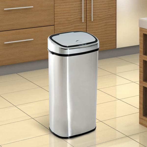 Rootz papperskorg - 68L - soptunna - Automatisk soptunna - Rörelsesensor - Rostfritt stål - Silver - Svart - 40,5 x 29,5 x 78 cm