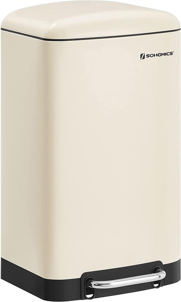 Rootz skraldespand - Pedalspand - 30L - Stål - Indvendig spand - Soft Close - Lufttæt - Cremehvid - 34 x 25 x 61,5 cm