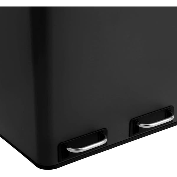 Rootz 54L skraldespand - Pedalspand - Genbrug - 3 rum - Soft-Close - Indvendige spande - Bærehåndtag - 61,5 x 31,5 x 56 cm - Sort