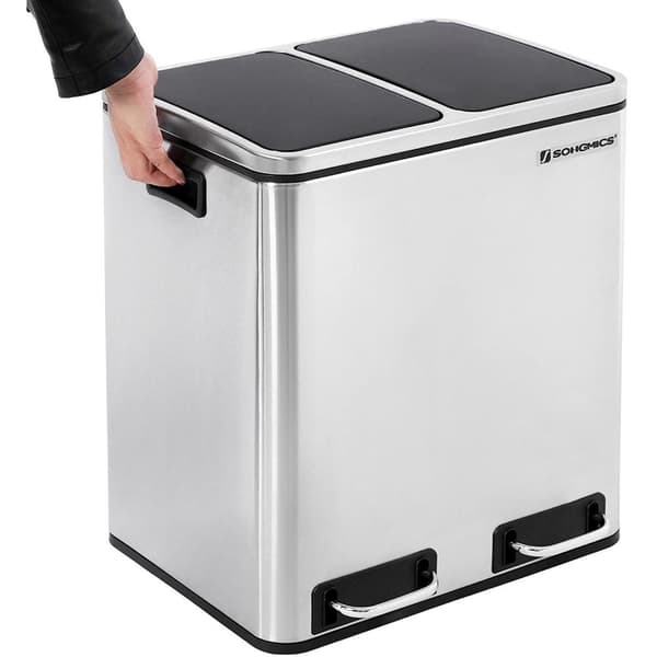 Rootz papperskorgsavfallsseparering 30 liter - papperskorgar - pedalkorg - SILVER - 41 x 36 x 47 cm
