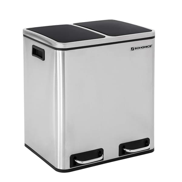 Rootz papperskorgsavfallsseparering 30 liter - papperskorgar - pedalkorg - SILVER - 41 x 36 x 47 cm