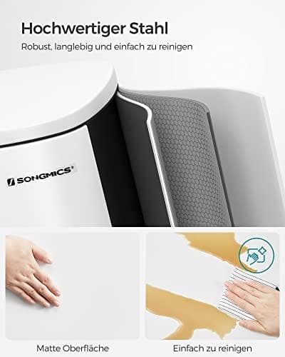 Songmics køkkenpedalspand, 50L skraldespand, med indvendig plastspand, hvid